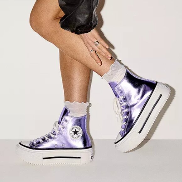 Converse Chuck Taylor Metallic Double Stack Platform HighTop Women Sneaker Allsz - Picture 2 of 10